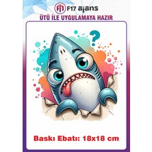 F17 Ajans Köpekbalığı Ütü ile Yapışan Tekstil Kumaş Tişört Dtf Baskı