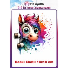 F17 Ajans Renkli Yeleli At Ütü ile Yapışan Tekstil Kumaş Tişört Dtf Baskı