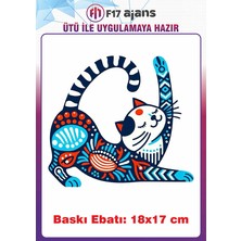 F17 Ajans Desen ve Kedi Temalı Ütü ile Yapışan Tekstil Kumaş Tişört Dtf Baskı