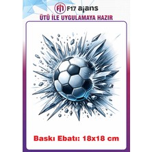 F17 Ajans Futbol Topu Temalı Ütü ile Yapışan Tekstil Kumaş Tişört Dtf Baskı