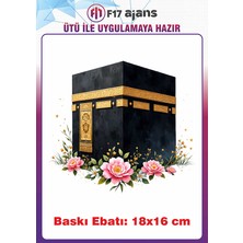 F17 Ajans Çiçekli Kabe Görseli Ütü ile Yapışan Tekstil Baskı