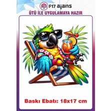F17 Ajans Papağan Yaz Temalı Ütü ile Yapışan Tekstil Kumaş Tişört Baskı