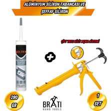 BRATİ HAND TOOLS Profesyonel Alüminyum Gövde Silikon Tabancası ve 280 gr Şeffaf Silikonlu Set