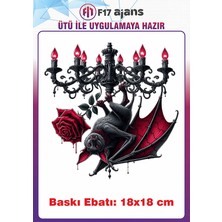 F17 Ajans Yarasa Gotik Temalı Ütü ile Yapışan Tekstil Kumaş Tişört Dtf Baskı