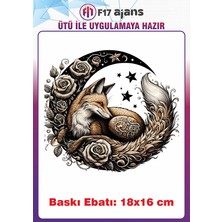 F17 Ajans Tilki Gotik Temalı Ütü ile Yapışan Tekstil Kumaş Tişört Dtf Baskı