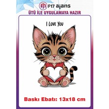 F17 Ajans Sevimli Kedi Temalı Ütü ile Yapışan Tekstil Kumaş Tişört Dtf Baskı