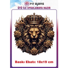 F17 Ajans Aslan Gotik Temalı Ütü ile Yapışan Tekstil Kumaş Tişört Dtf Baskı