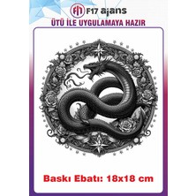 F17 Ajans Yılan Gotik Temalı Ütü ile Yapışan Tekstil Kumaş Tişört Dtf Baskı