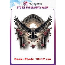 F17 Ajans Kuş ve Güller Gotik Temalı Ütü ile Yapışan Tekstil Kumaş Tişört Dtf Baskı