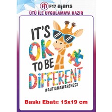 F17 Ajans Renkli Yazılı Zürafa Hayvan Temalı Ütü ile Yapışan Tekstil Kumaş Tişört Dtf Baskı