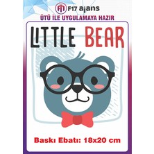 F17 Ajans Little Bear Hayvan Temalı Ütü ile Yapışan Tekstil Kumaş Tişört Dtf Baskı