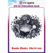 F17 Ajans Astroloji Gotik Temalı Ütü ile Yapışan Tekstil Kumaş Tişört Dtf Baskı