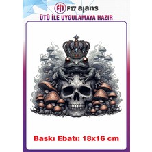 F17 Ajans Kurbağa Gotik Temalı Ütü ile Yapışan Tekstil Kumaş Tişört Dtf Baskı