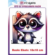 F17 Ajans Rakun Ütü ile Yapışan Tekstil Kumaş Tişört Dtf Baskı