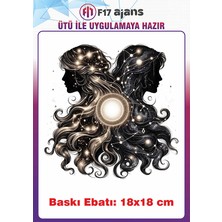 F17 Ajans Ikizler Burcu Temalı Ütü ile Yapışan Tekstil Kumaş Tişört Dtf Baskı