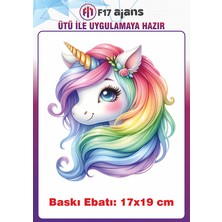 F17 Ajans Unicorn Temalı Ütü ile Yapışan Tekstil Kumaş Tişört Dtf Baskı