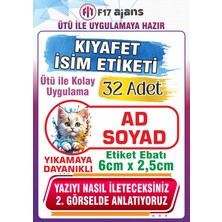 F17 Ajans Renkli Kedi Temalı Okul Kıyafet Etiketi Isme Özel Tekstil Baskı