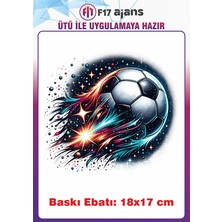 F17 Ajans Futbol Topu Temalı Ütü ile Yapışan Tekstil Kumaş Tişört Dtf Baskı