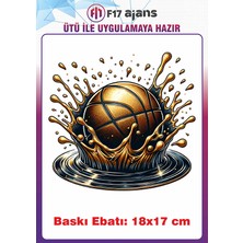 F17 Ajans Basketbol Topu Temalı Ütü ile Yapışan Tekstil Kumaş Tişört Dtf Baskı