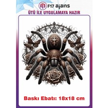 F17 Ajans Tarantula Gotik Temalı Ütü ile Yapışan Tekstil Kumaş Tişört Dtf Baskı