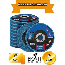 BRATİ HAND TOOLS Zirkonyum Avuç Içi Taşlama Flap Disk Zımpara 115 x 22 mm 60 Kum Zk Flap (10 Adet)