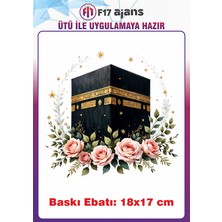F17 Ajans Çiçekli Kabe Görseli Ütü ile Yapışan Tekstil Baskı