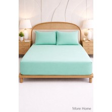 More Home Çift  Kişilik Lastikli Çarşaf  Seti + Yastık Kılıfı Yeşil