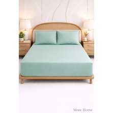 More Home Tek Kişilik Lastikli Çarşaf  Seti + Yastık Kılıfı Su Yeşili