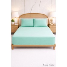 More Home Tek Kişilik Lastikli Çarşaf  Seti + Yastık Kılıfı Yeşil