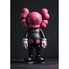 3D Layer Craft Kaws Companion Figür Büyük Boy 20 cm Companion Open Edition Vinyl Figure Pembe-Siyah