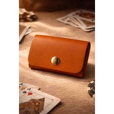 Zyla Poling %100 Hakiki Deri El Yapımı Saraç Dikimli Iskambil Kağıdı Kılıfı 11,5X8X4,5 cm