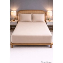 More Home Tek Kişilik Lastikli Çarşaf  Seti + Yastık Kılıf  Bej