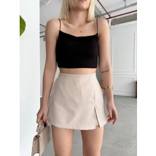 Pazarcan Tek Yırtmajlı Şort Etek