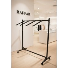 Raffar Bastonlu Askılık Çift Yönlü Ayarlanabilir Askılık Siyah Askılık (4 Adet Baston Yanında)