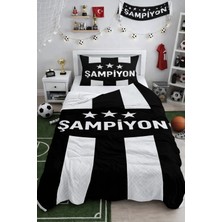 Bebişim Halı Şampiyon Siyah Beyaz Tek Kişilik Pike Takımı Çocuk Odası Pike Yatak Örtüsü