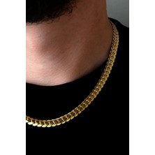 Bluem Paslanmaz Kısa Erkek Kalın Sarı Ejder Pulu Zincir - Ithal Kararmaz Zincir Kolye