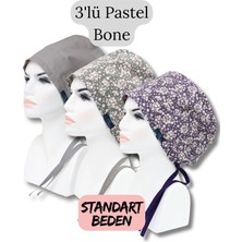 Doktorbonem Standart Beden 3lü Pastel Bone Gri Tek Renk Gri Çıtı Pıtı Mor Çıtı Pıtı Çiçekler Cerrahi Bone