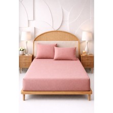 More Home Çift Kişilik Lastikli Çarşaf  + Yastık  Kılıfı  Gül Kurusu