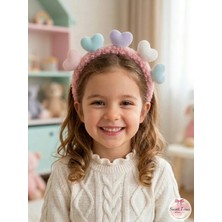 Sweet Twins Accessories Renkli Kalpli Peluş Pembe Çocuk Taç