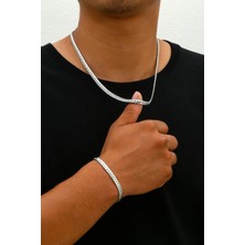 Bluem Paslanmaz Çelik Ejder Pulu Erkek Zincir Bileklik ve Kolye Seti - Ithal Kararmaz Zincir Kolye