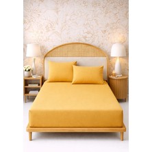 More  Home Çift Kişilik Lastikli Çarşaf Seti + 2 Yastık Kılıfı 180 x 200 Sarı