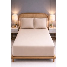 More Home More  Home Çift Kişilik Lastikli Çarşaf Seti + 2 Yastık Kılıfı 180 x 200 Bej