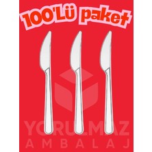 Yorulmaz Ambalaj 🔥🤍🔪 Lüks Şeffaf Plastik Bıçak 100 Adet – Dayanıklı Kullan At