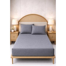 More Home Çift  Kişilik Lastikli Çarşaf  Seti + Yastık Kılıfı Antrasit