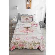 Bebişim Halı Balerin Çiçek Desenli Tek Kişilik Pike Takımı Çocuk Odası Pike Yatak Örtüsü