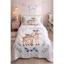 Bebişim Halı Sevimli Geyik Tek Kişilik Pike Takımı Çocuk Odası Pike Yatak Örtüsü