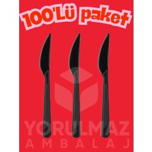 Yorulmaz Ambalaj 🖤🔪 Siyah Plastik Bıçak 100’LÜ Paket – Lüks Dayanıklı Kullan At Catering Tipi
