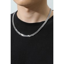 Bluem Erkek Gri Kalın Zincir Kolye- Ithal Kararmaz Çelik Zincir Kolye