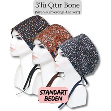 Doktorbonem Standart Beden 3lü Çıtır Bone Siyah Çıtır Kahverengi Çıtır Lacivert Çıtır Çiçekler Cerrahi Bone