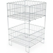 Raffar Katlanır Sepet Çift Katlı Tel Sepet 53X53 cm